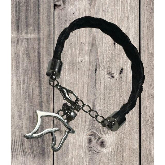 NEW Black Genuine Horsehair Bracelet with Charm 6”-7”