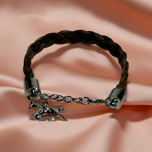 Child's Mustang Horse Hair Bracelet – Hand Braided with Horse Charm (6"–7")